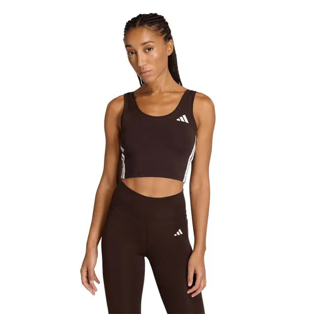 adidas Performance Women's Workout Essentials 3Stripes Crop Tank Καφέ KC2962 (adidas Performance)