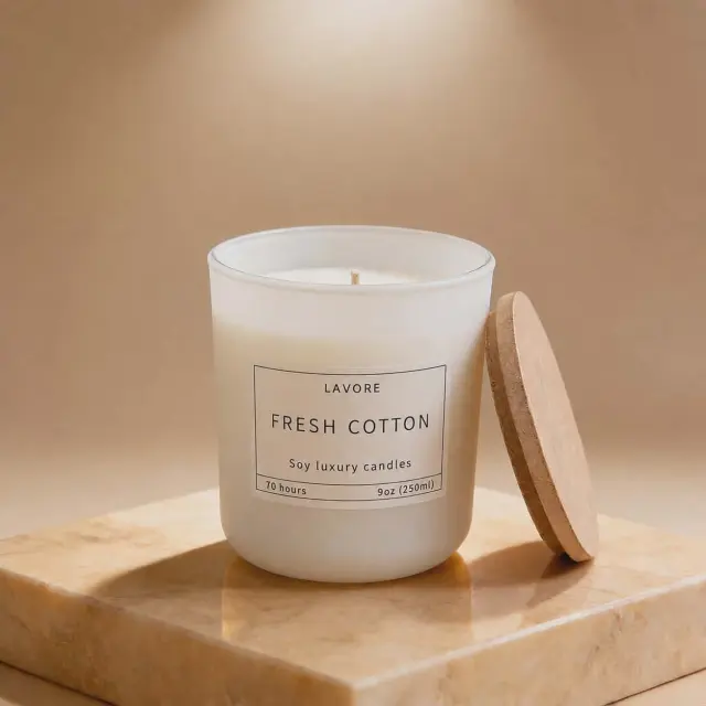LAVORE Fresh Cotton – Αρωματικό Κερί Σόγιας 250ml