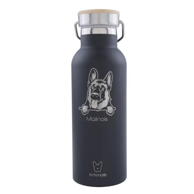 Eco Life Bamboo Thermos Bottle Μαύρο Malinois 500ml Μαύρο