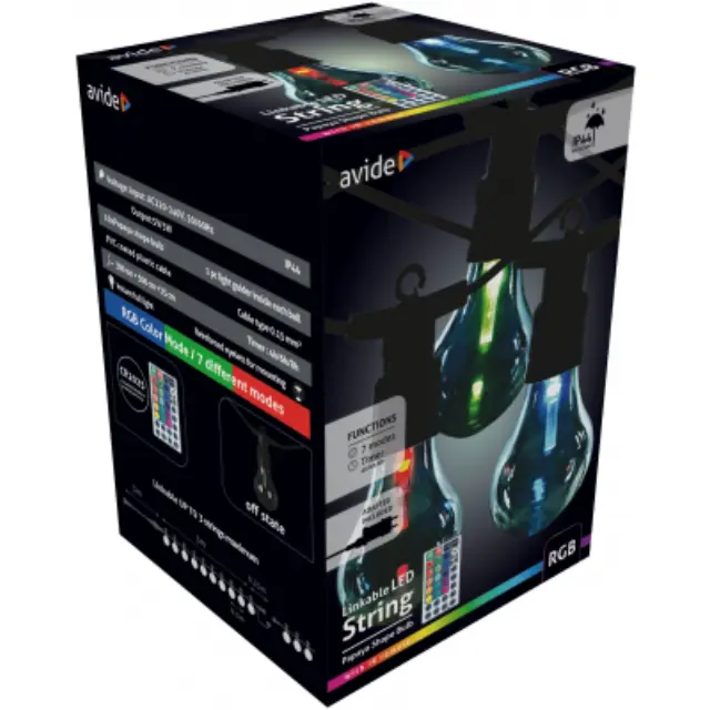 Avide Εξωτερική Γιρλάντα 5m Papaya RGB Με Δυνατότητα Επέκτασης- Με Τηλ/στήριο 15.001.1634