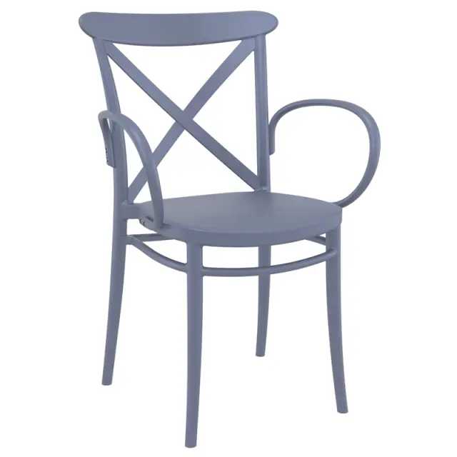 Πολυθρόνα Στοιβαζόμενη CROSS Σκούρο Γκρι PP 57x51x87cm