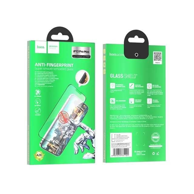Tempered Glass Hoco A28 Anti-fingerprint 0.33mm για Apple iPhone 13 Pro Max/ iPhone 14 Plus Μαύρο 2