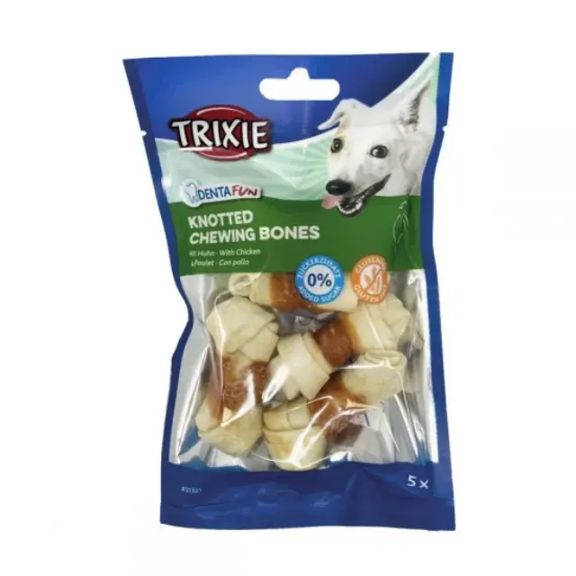 Κόκκαλο Σκύλου Trixie Denta Fun Knotted Κοτόπουλο 5 τεμάχια των 5cm/70gr