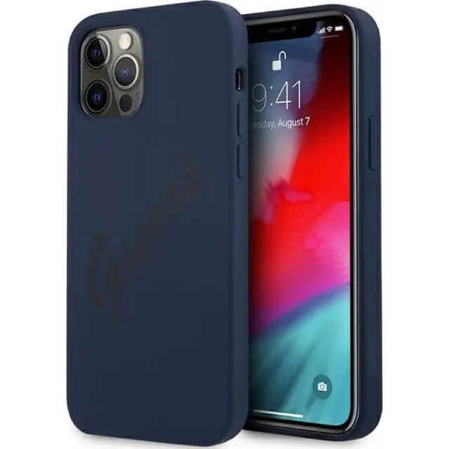 Guess Vintage Script Back Cover Σιλικόνης Μπλε (iPhone 12 / 12 Pro)