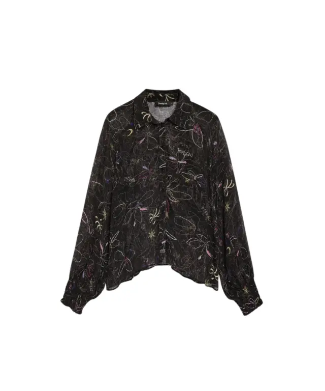 Desigual - Γυναικεία Ημιδιαφανής Μπλούζα Damask 26WWBW11-2000 Μαύρο με Σχέδια