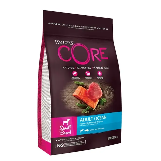 Wellness Core Adult Small Breed Ξηρή Τροφή Σκύλου Σολομός & Τόνος Χωρίς Σιτηρά 5kg