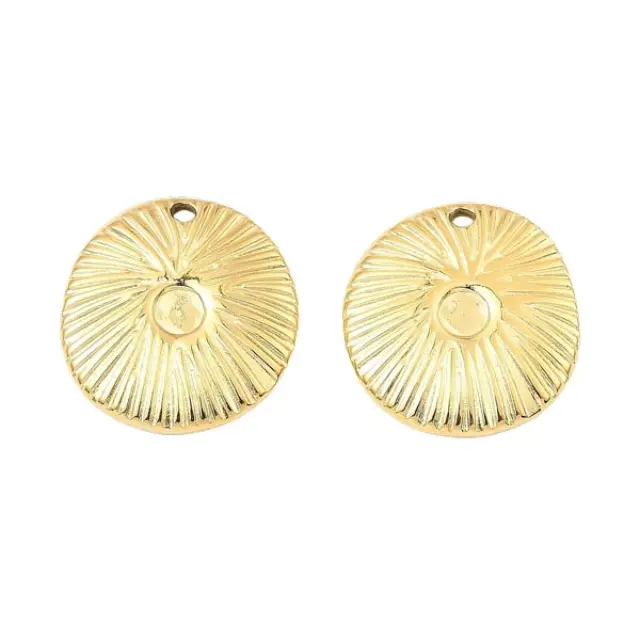 Κρεμαστό Καστόνι 19.5x18.5x2mm (Καστόνι 4mm) Ανοξείδωτο Ατσάλι 304 Real 18K Gold Plated - 2τεμ