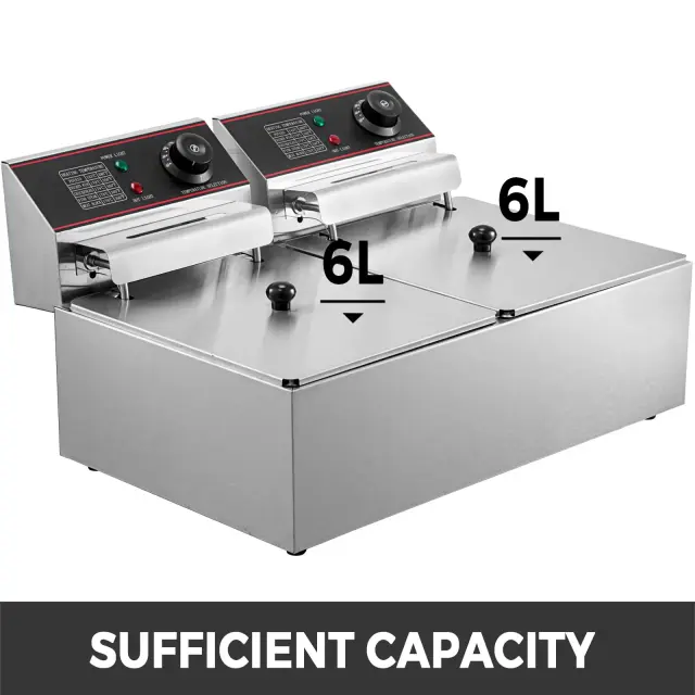VEVOR Επαγγελματική Διπλή Ηλεκτρική Φριτέζα 6L + 6L – 5000W Ανοξείδωτη με Ψυχρή Ζώνη 2