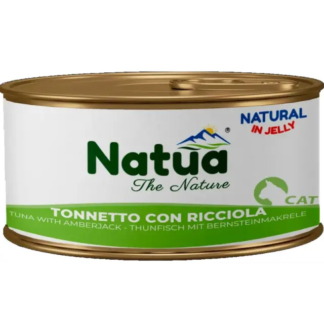 Υγρή Τροφή Γάτας Natua τόνος με μαγιάτικο σε Ζελέ 85gr