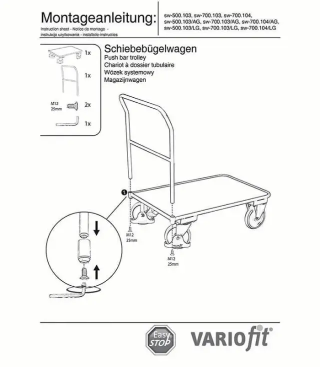 Variofit sw-700.104/AG Τρόλεϊ Μεταφοράς για Φορτίο Βάρους ως 400kg 2