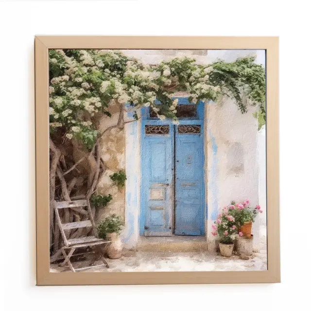 Θέμα (island 10 ) 1 Κάδρο 37x37cm κορνίζα ξύλινη χρώμα φυσικό ξύλο θέμα με πλαστικοποίηση (Κ 2033/83+10 island)