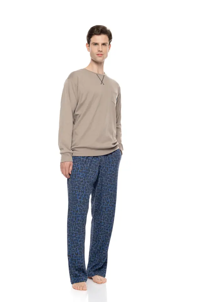 Ulisse Pyjama Modern Plaid σετ ανδρική χειμερινή πυτζάμα W-M838-1 2