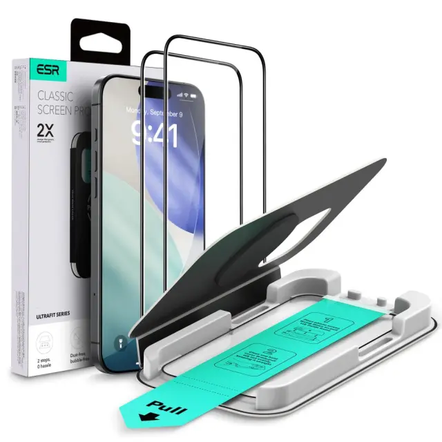 Esr Ultrafit Tempered Glass 2-pack Iphone 16 Pro / 17 Black