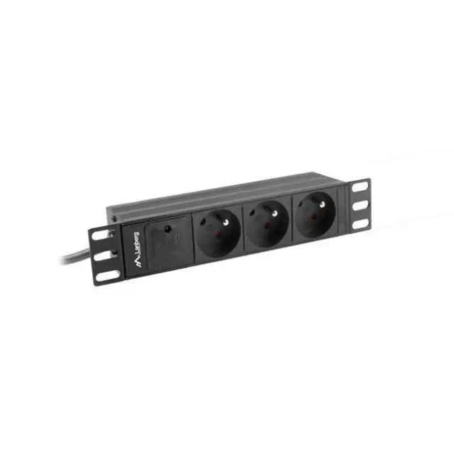 Lanberg PDU 10" 1U 16A 2m 3x French Outlets Black (PDU-03E-0200-BK)