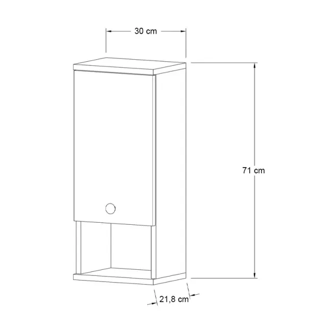 Ντουλάπι μπάνιου επιτοίχιο Mis Megapap χρώμα sapphire oak 30x21,8x71εκ. 2