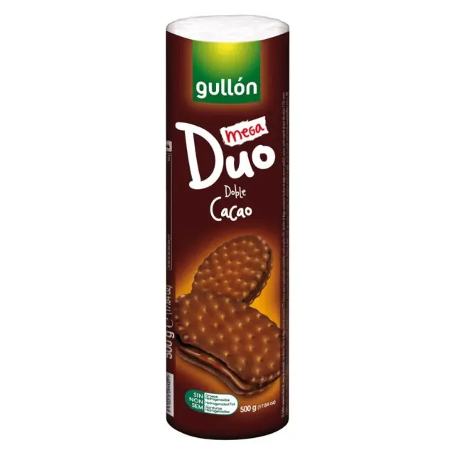 Gullon Μπισκότα Mega Duo με Γέμιση Σοκολάτα Double 500gr