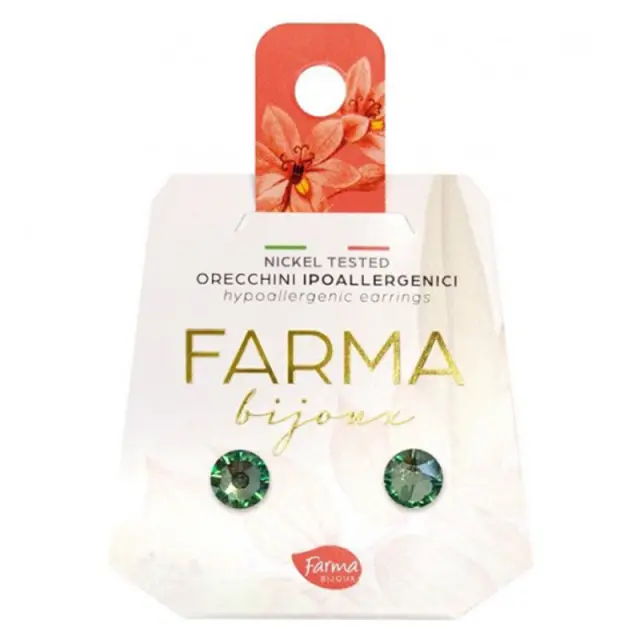 Farma Bijoux Υποαλλεργικά Σκουλαρίκια Κρύσταλλα Πράσινα 6,3mm (BE58C47)
