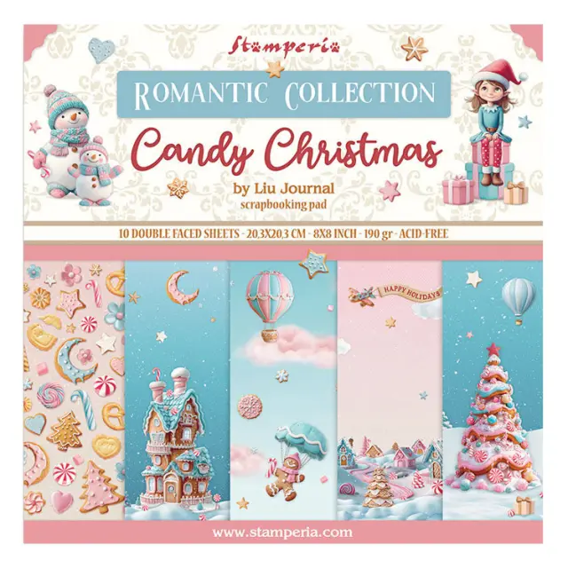 Σετ 10 Χαρτιά Scrapbooking Stamperia Διπλής Όψης - Candy Christmas - 20.3x20.3cm