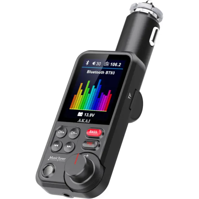 FM Transmitter Με Hands Free QC Φορτιστή Bluetooth Aux-In/Out Micro SD Και 2 USB AKAI FMT-93BT 2