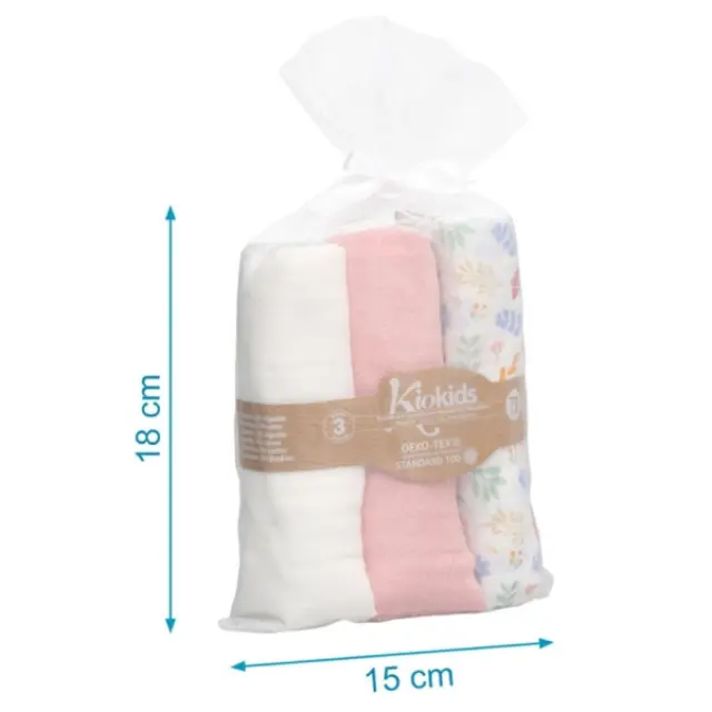 Kiokids: Μουσελίνα Bamboo Spring Ροζ 70x70εκ. Σετ3τμχ 3