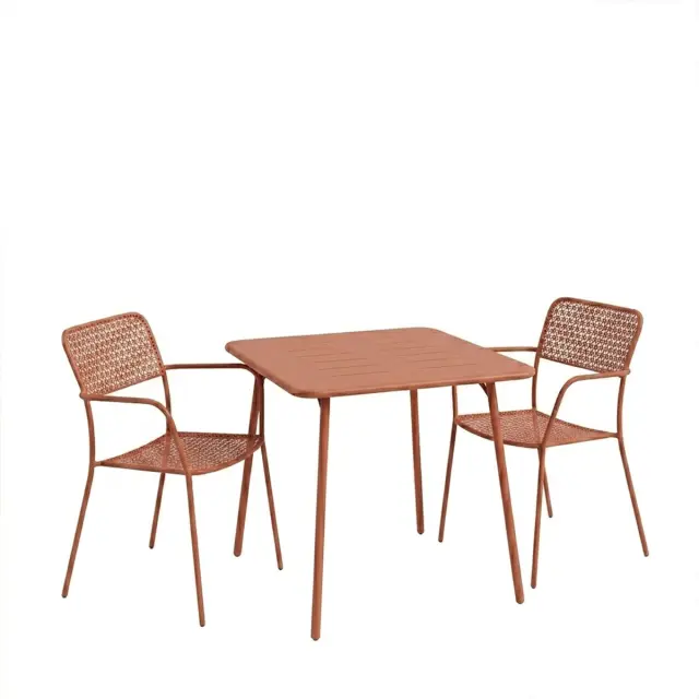 Τραπεζαρία Moraja Federal pakoworld σετ 3τεμ terracotta μέταλλο 70x70x73εκ 2