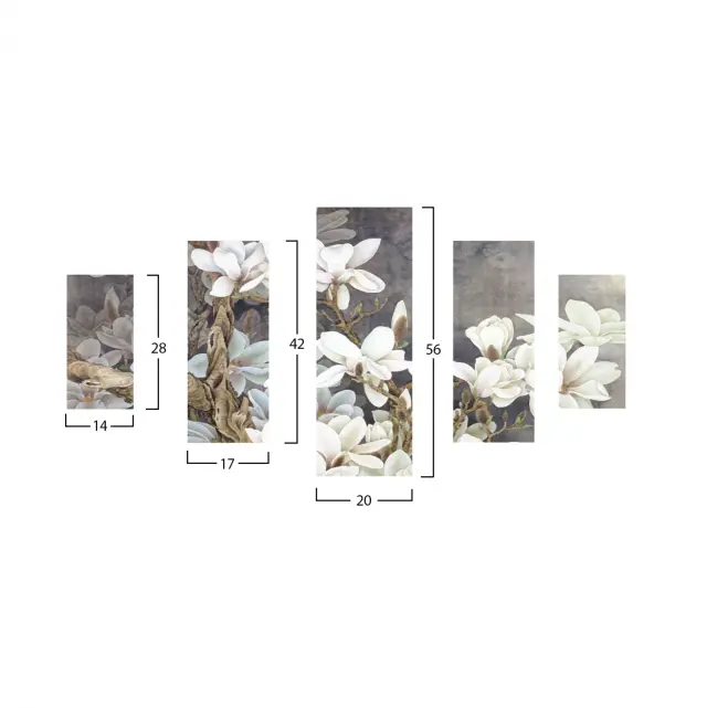 ΠΕΝΤΑΠΤΥΧΟΣ ΠΙΝΑΚΑΣ MDF MAGNOLIA KOBUS ​FB97207.01 82X56x0,3 εκ. 2