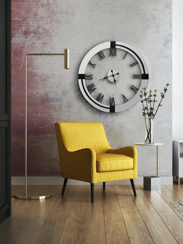 Times and Kairos 564724 – Διακοσμητικό Ρολόι Τοίχου Ø88cm με Καθρέπτη και Μαύρες Λεπτομέρειες Μαύρο