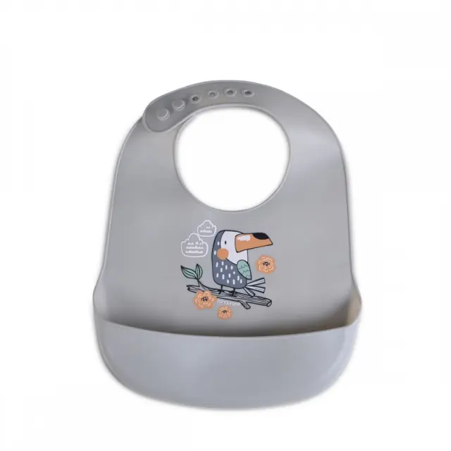 Σαλιάρα Σιλικόνης με Τσέπη Rooibos Cangaroo Grey 3800146267834 3