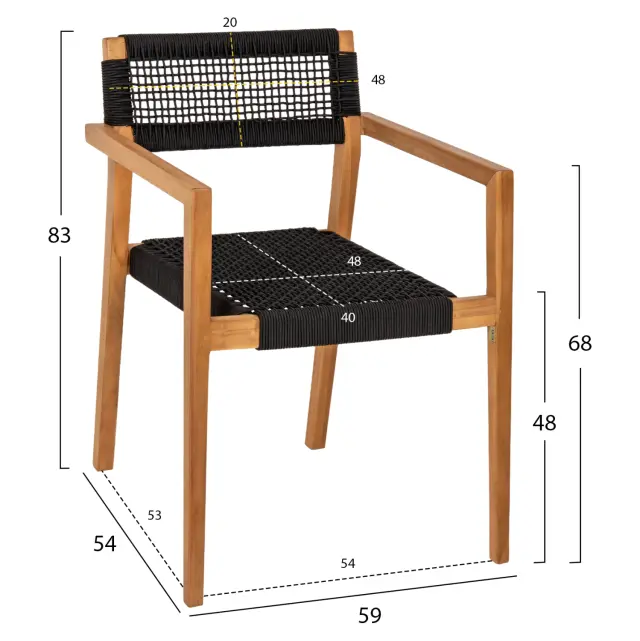 ΠΟΛΥΘΡΟΝΑ FB99637.02 ΞΥΛΟ TEAK ΦΥΣΙΚΟ & ΜΑΥΡΟ ΣΧΟΙΝΙ 59x54x83Y εκ. 2
