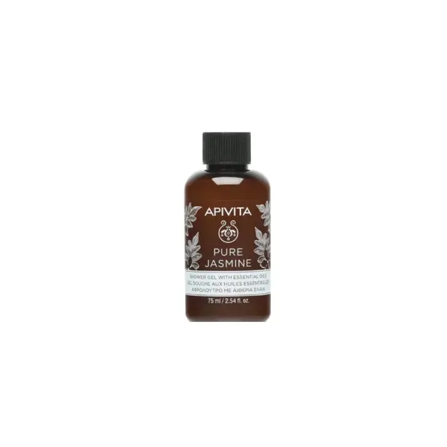 Apivita Shower Gel Pure Jasmine with Essential Oils, Αφρόλουτρο με Αιθέρια Έλαια & Άρωμα Γιασεμί 75ml