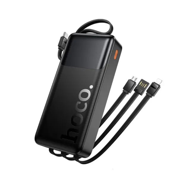 Power Bank Hoco J156A Founder 20000mAh PD20W+22.5W QC με Θύρες USB+USB-C Ενσωματωμένα Καλώδια USB-C+USB+Lighting+Micro και LED Ένδειξη Μπαταρίας Μαύρο 3