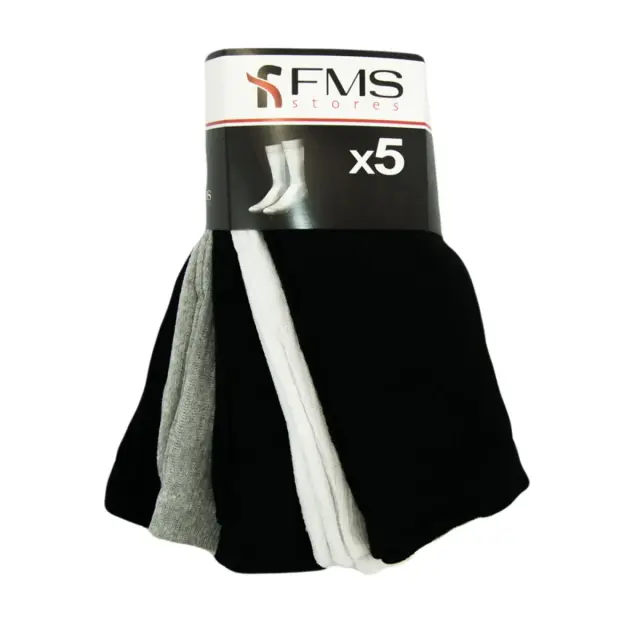 FMS Unisex Αθλητικές Κάλτσες - 5 Ζεύγη, Χρώμα Μαύρο-Γκρι-Λευκό - 41-46