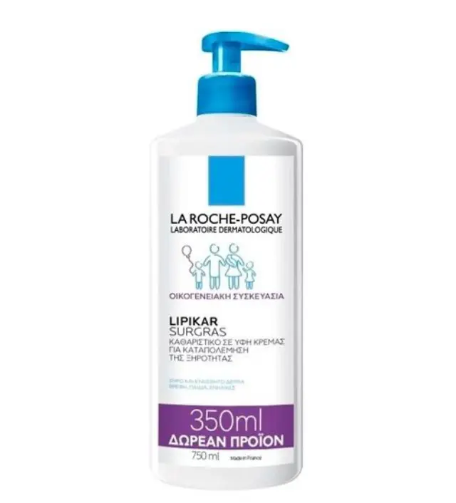 La Roche Posay Lipikar Surgras Καθαριστικό Σώματος σε Μορφή Κρέμας κατά της Ξηρότητας, 750ml (400ml & 350ml Δώρο)