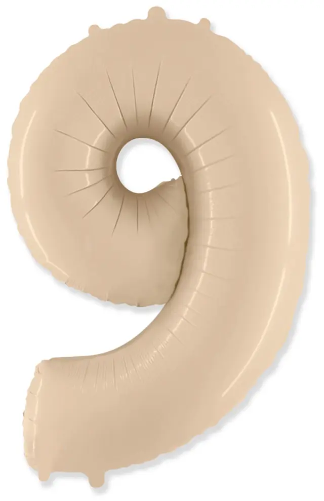 Μπαλόνι Σχήμα Νούμερο 9 Ιβουάρ - Satin Cream / 90 εκ ύψος - Ασυσκεύαστο