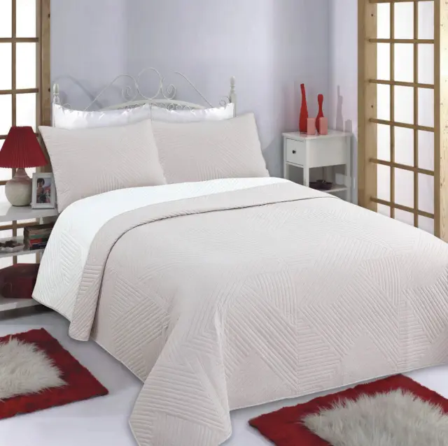 ΚΟΥΒΕΡΛΙ σετ (220cm x 240cm + 2 x 50cm x 70cm) LINES beige/ivory - -