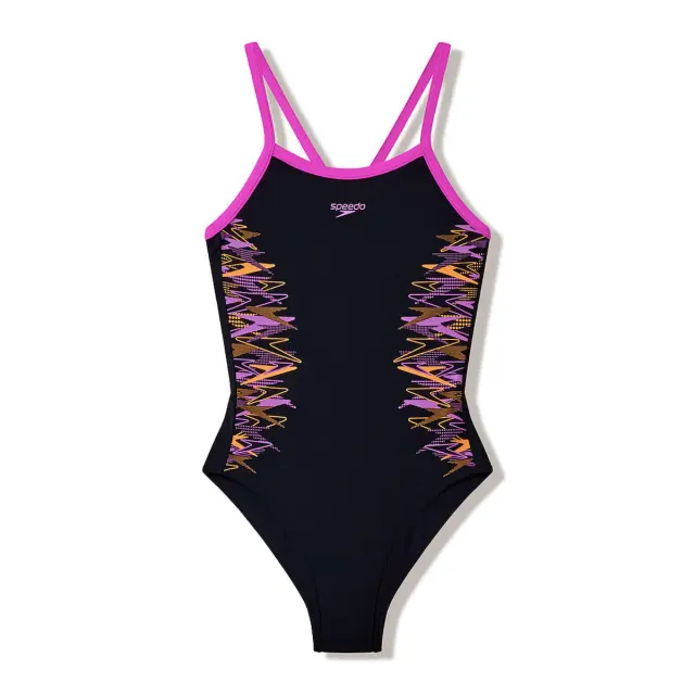 Speedo Girl's Swimsuit Black-Orange-Purplr 8-003749004 - 9-10
