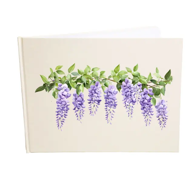 Βιβλίο ευχών - Ευχολόγιο, 21x28cm 78 σελίδες λευκές (εξώφυλλο χρώμα εκρού ) μωβ γλιτσίνια
