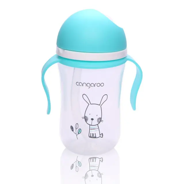 Cangaroo Εκπαιδευτικό Ποτηράκι με Καλαμάκι 300 ml Bunny Blue 3800146259709 2