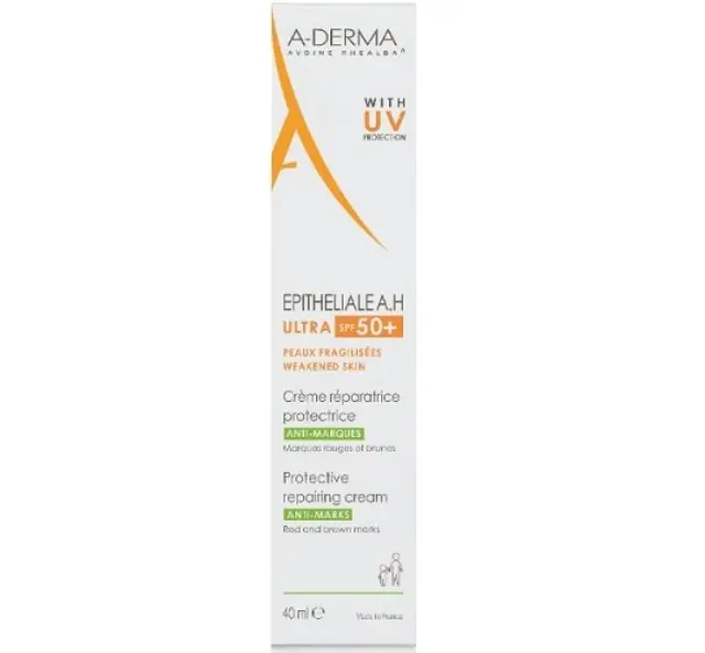 A-Derma Epitheliale A.H. Ultra Soothing Repairing Cream SPF50+ Προστατευτική Επανορθωτική Κρέμα κατά των Σημαδιών με Δείκτη Προστασίας, 40ml