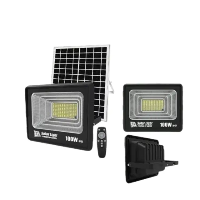 Ηλιακός Προβολέας LED 100W IP67 με πάνελ, Τηλεχειρισμό & Χρονοδιακόπτη GD-100H