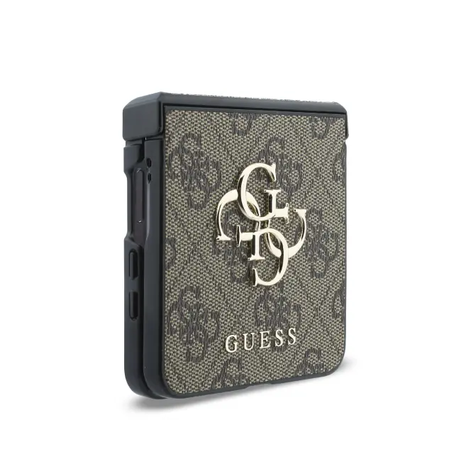 Guess PU 4G Metal Logo Case for Samsung Galaxy Z Flip 8 Brown 3