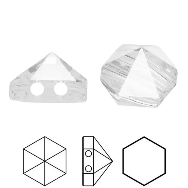 Swarovski 5060 Hexagon Spike 2 Hole - Crystal - 7.5mm - 4τεμ