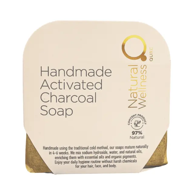 Handmade Activated Charcoal Soap 90-110g by Natural Wellness - Χειροποίητο Σαπούνι με Ενεργό Άνθρακα για βαθύ καθαρισμό ��