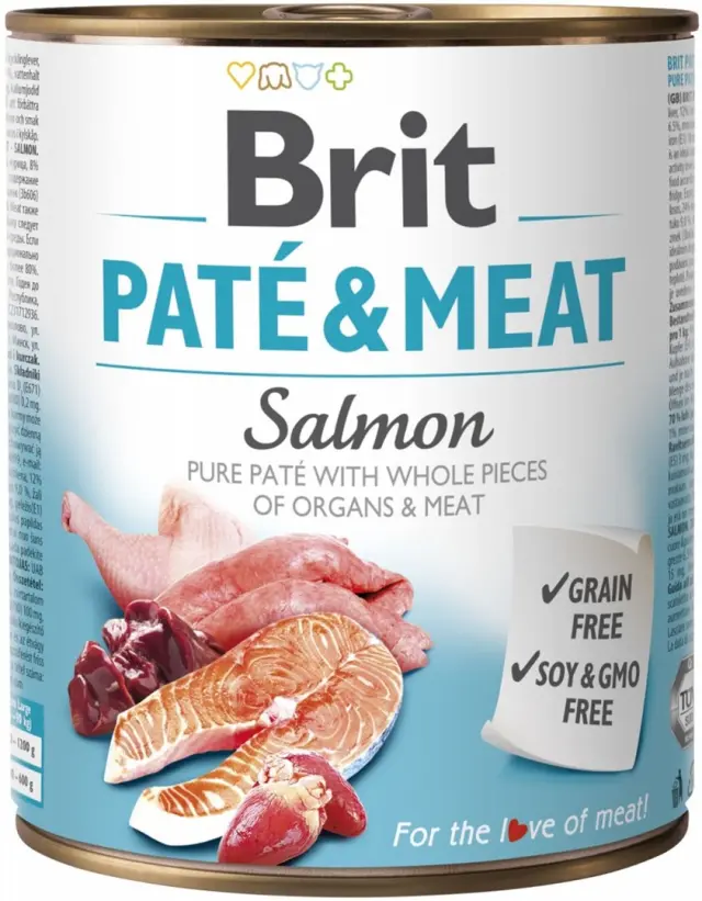 BRIT Pat&eacute; & Meat with Salmon - wet dog food - 800g