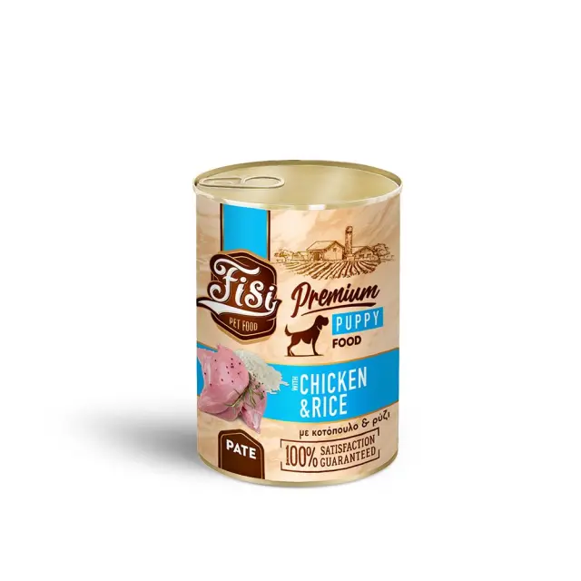 Fisi Dog Puppy Κοτόπουλο με Ρύζι Πατέ 400gr Μονόχρωμο