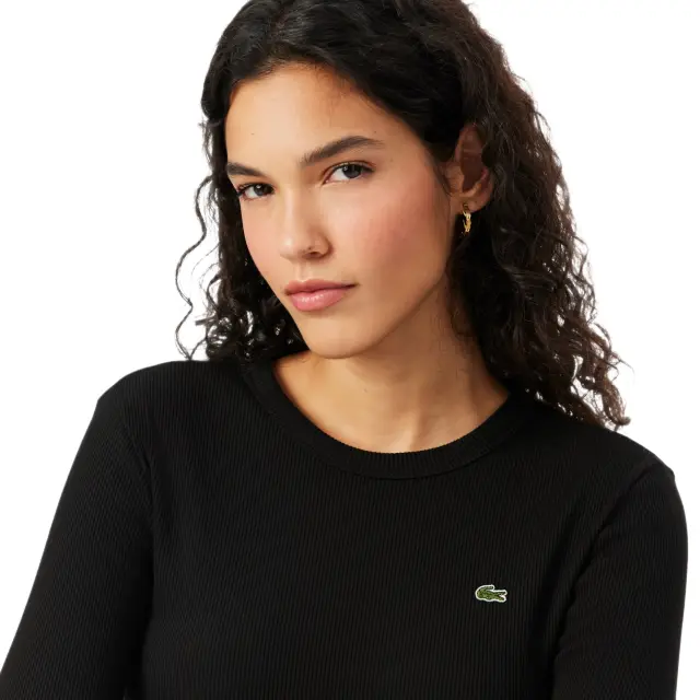 Lacoste γυναικείο μακρυμάνικο βαμβακερό ribbed t-shirt 3TF1692-1 2