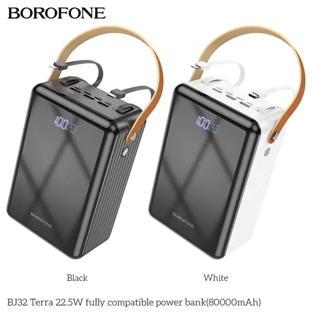 Borofone Power Bank 80000mAh 22.5W με Θύρες USB-A και USB-C Άσπρο BJ32 3