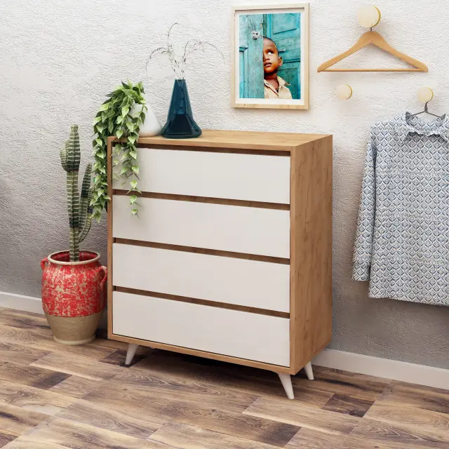 Συρταριέρα Δρυς / Λευκό CEVIRA 3
