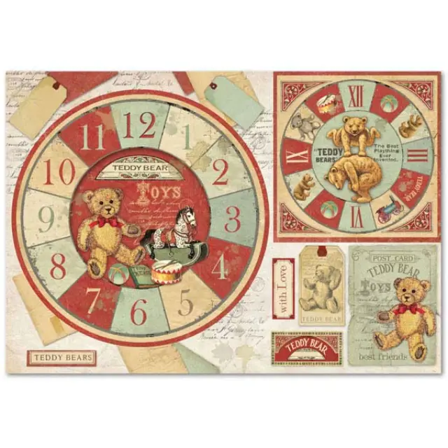 Ριζόχαρτο Stamperia - Teddy Bear Watch - 48x33cm