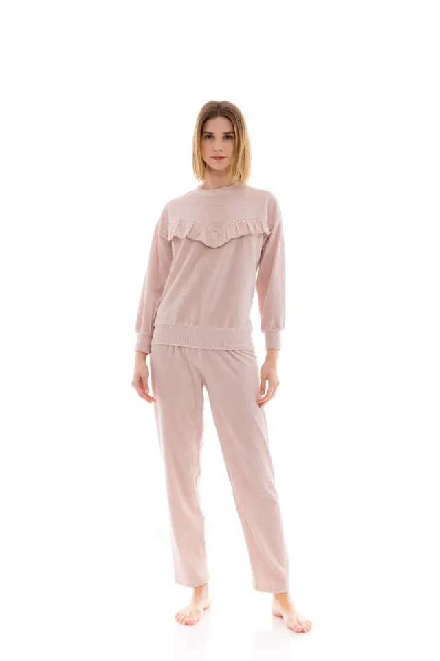 W1444 - Baby Pink - PYJAMA VELVET STRIPE